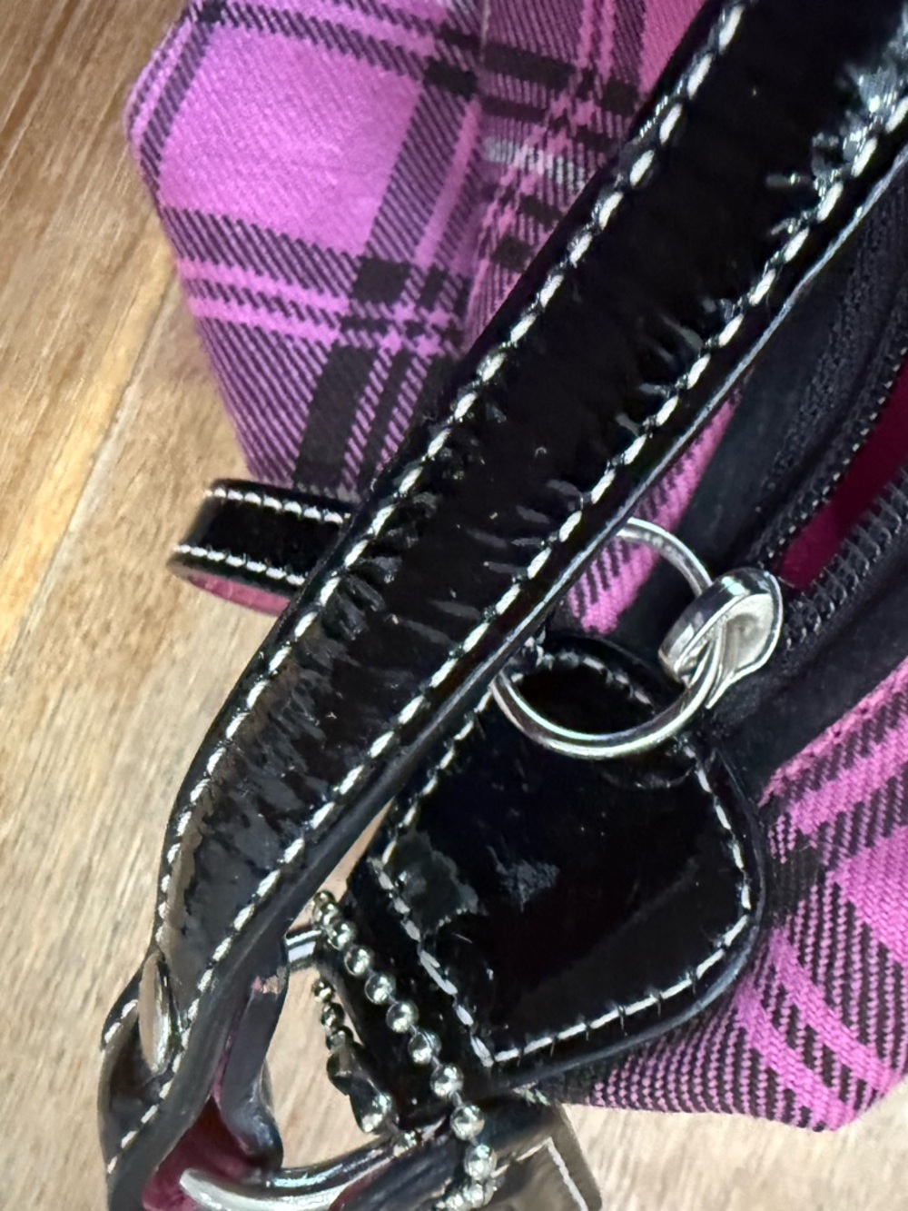 Coach Vintage Y2K Pink Black Plaid Mini Purse - Picture 12 of 15